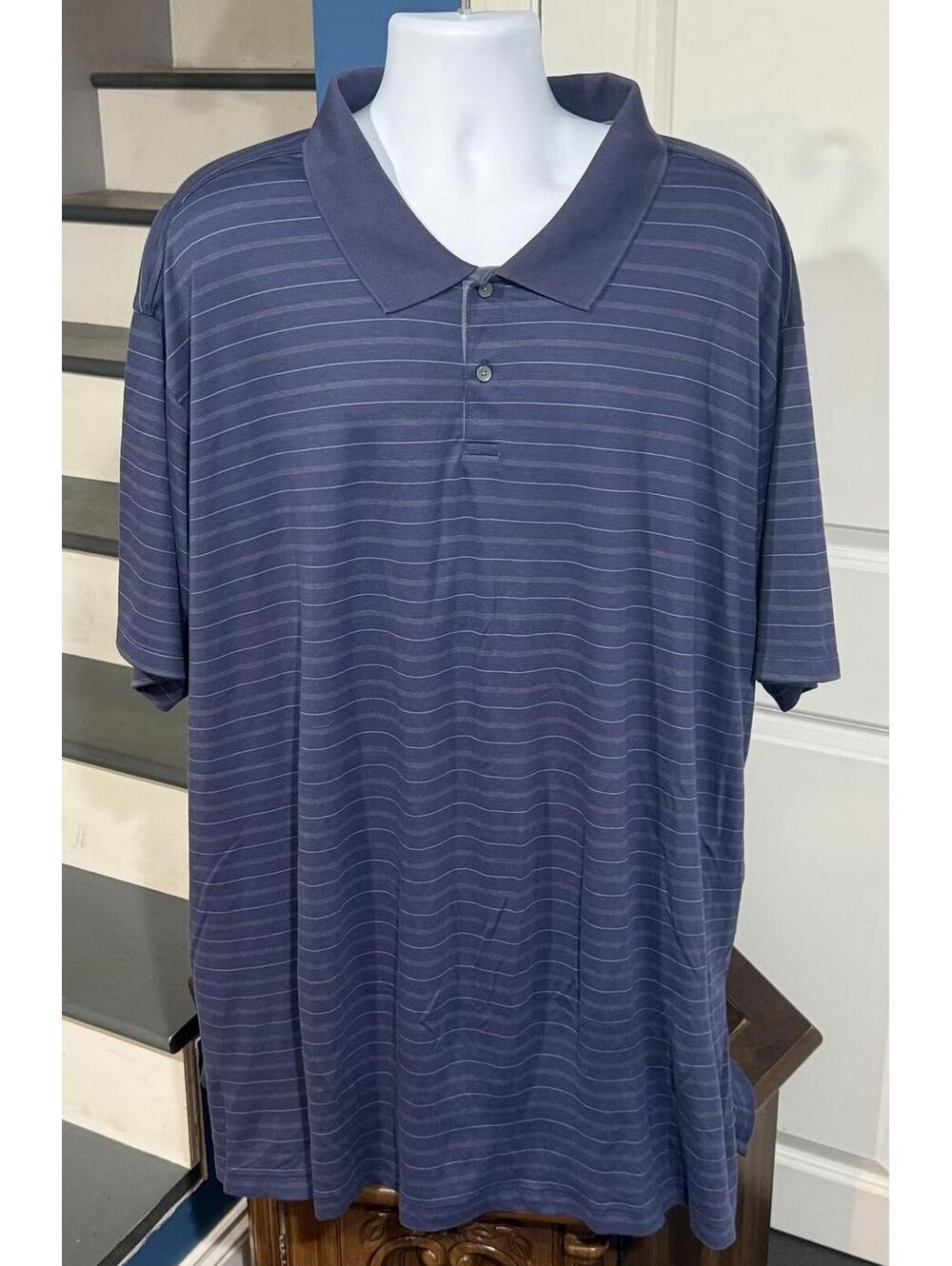 Calvin Klein Men's 3XLT Blue Striped Polo Shirt